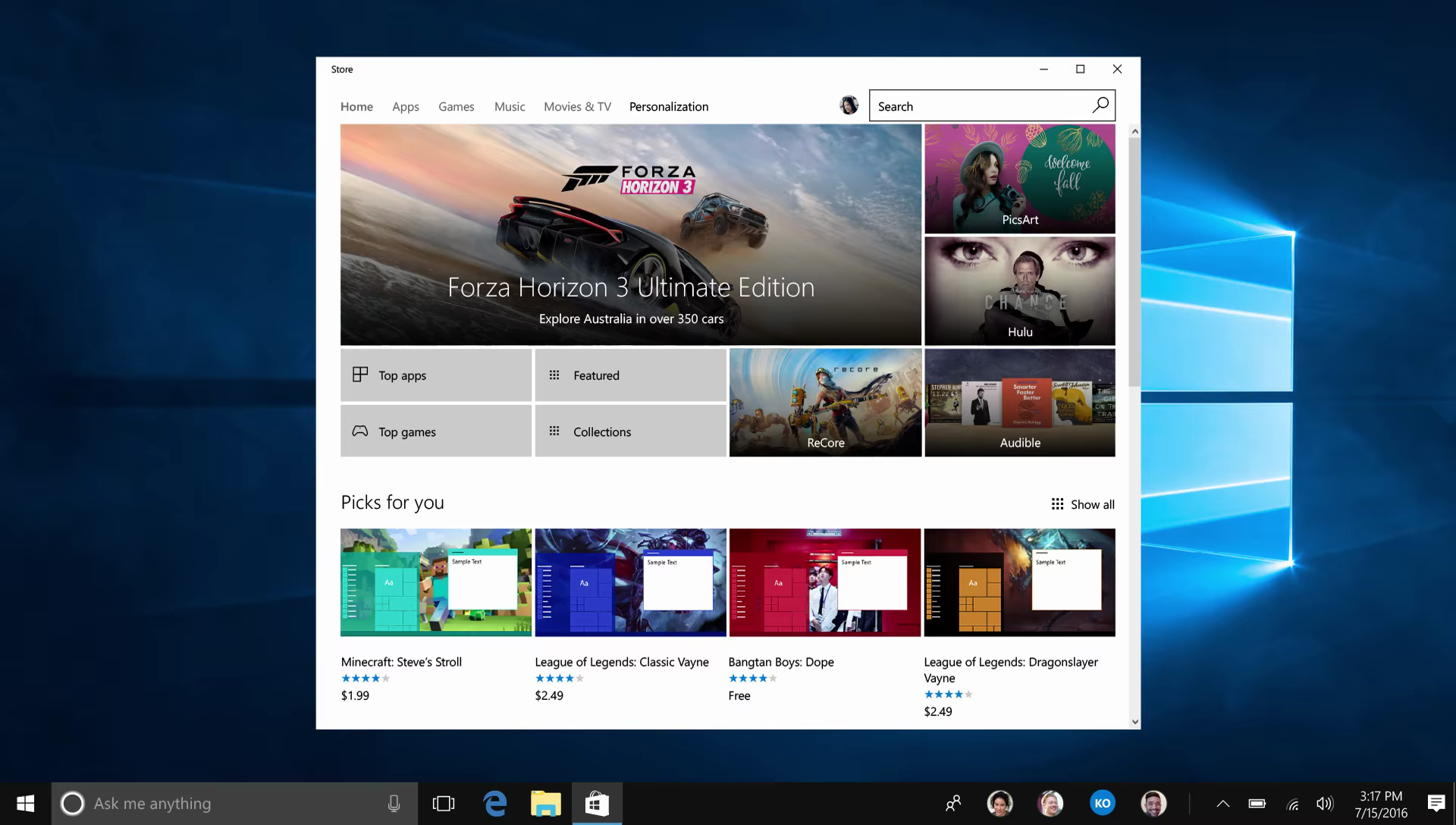 Темы для Windows 10 засветились в магазине Windows