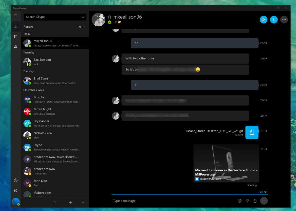 Skype Preview получил поддержку «drag-and-drop» и предпросмотр веб-сайтов »  Community