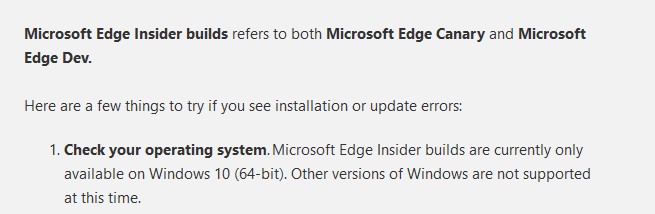 Изначально Edge на Chromium будет поддерживать только 64-разрядную версию Windows 10