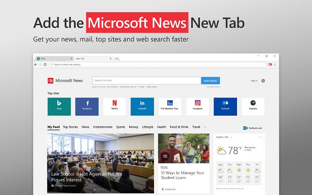Microsoft выпустила расширение Microsoft News для Google Chrome