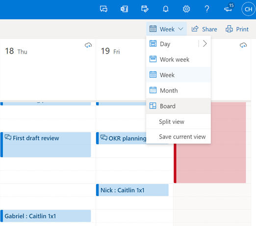 Веб-версия Outlook получила новое представление календаря