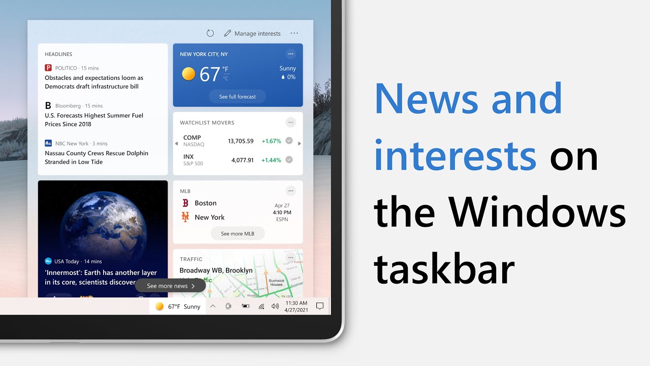 Началось публичное распространение виджета «Новости и интересы» для Windows 10