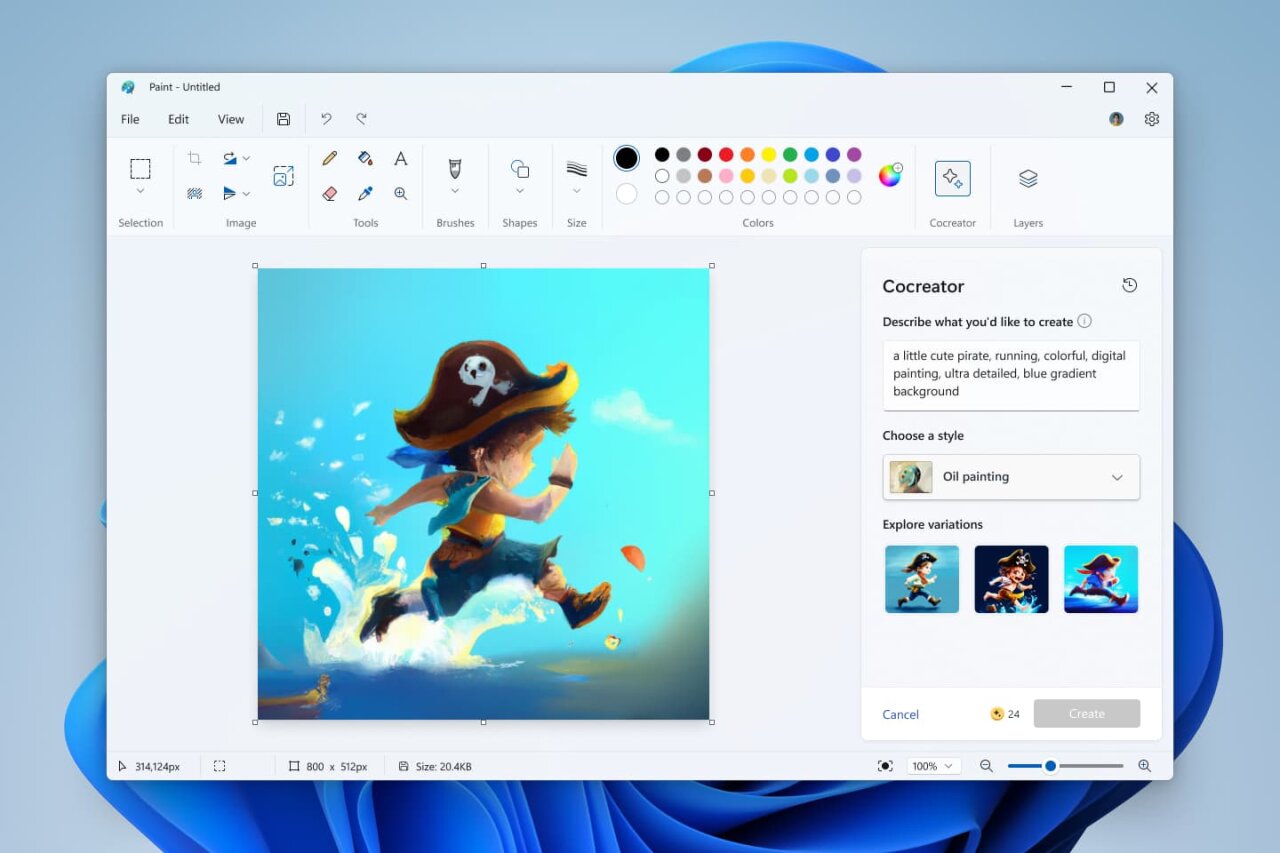 Microsofty открыла доступ к функции Cocreator в Paint для всех пользователей