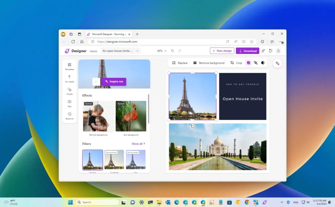 Инсайдерам Windows 11 доступна новая версия Фотографий с интеграцией Microsoft Designer
